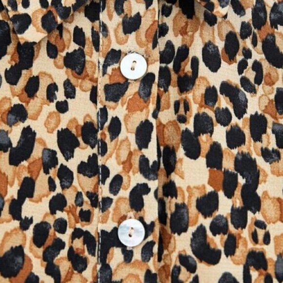 ZARA Printed Button Up Blouse Long Sleeves Cropped Small - Picture 8 of 14